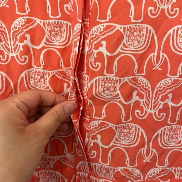 Crown & Ivy Long Sleeve Roll Tab Coral Orange White Novelty Print Size 6 Dress - Picture 6 of 10